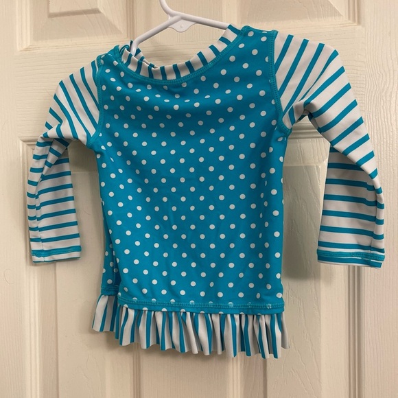 Ruffle Butts Polka Dot Rash Guard (12 - 18 months) - Picture 2 of 3